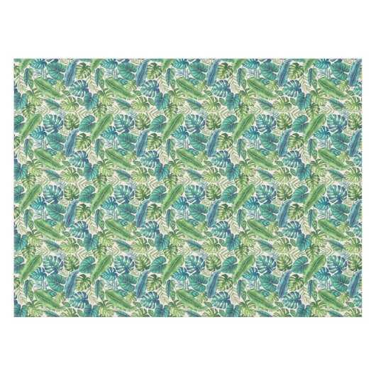 Nappe Palm vert et Turquoise Tropical Banana Monstera Fe (Devant (Horizontal))