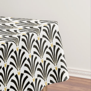 Nappe Palmettos noirs et blancs d'art déco des années