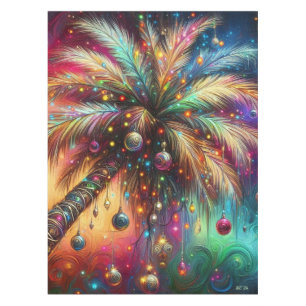 Nappe Palmier de Noël Whimsical Tropical Beach Vivid