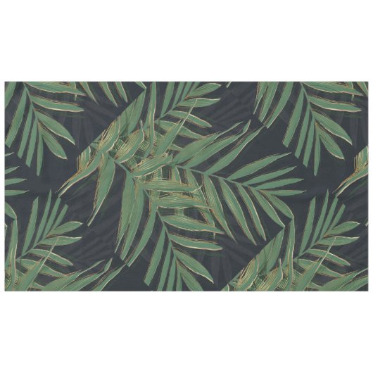 Nappe Palmier Vert Feuille Gold Strokes Gris Design (Devant (Horizontal))