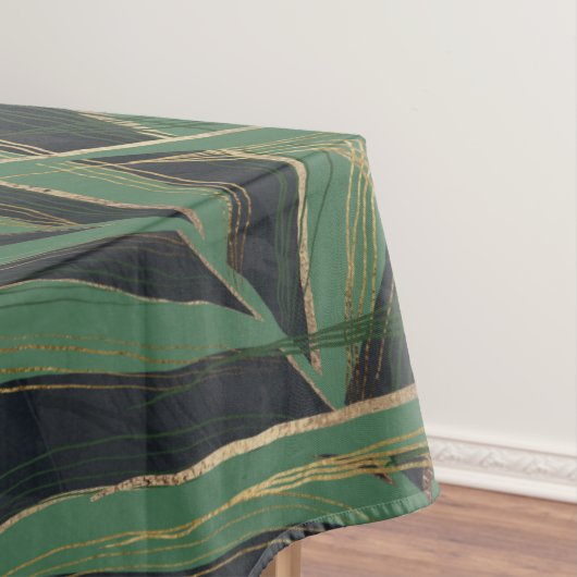 Nappe Palmier Vert Feuille Gold Strokes Gris Design (In Situ)