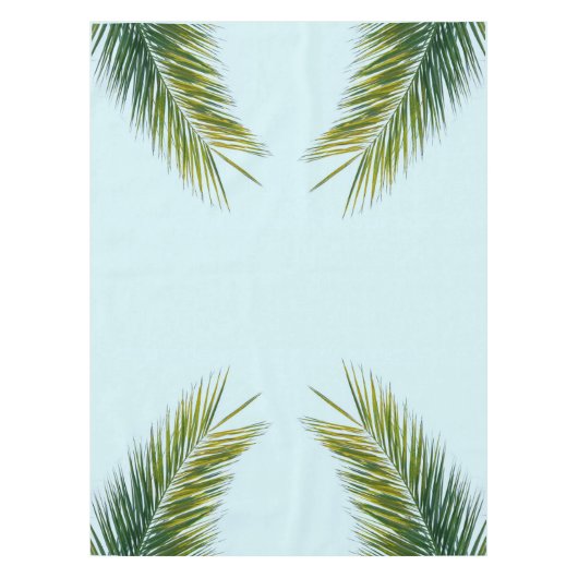 Nappe Palmier Vert Tropical sur Fond Bleu Clair (Devant)