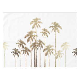 Nappe Palmiers tropicaux d'or fascinant sur le blanc