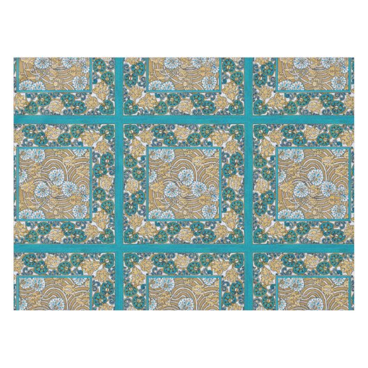 Nappe papier peint bleu art nouveau cyclamen (Devant (Horizontal))