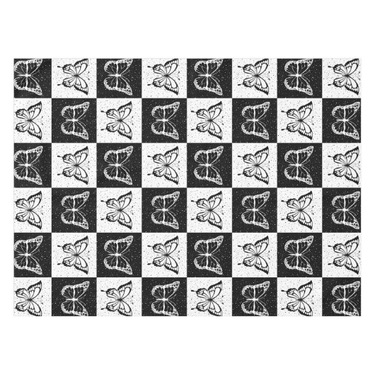 Nappe Papillon blanc noir À damiers bloc (Devant (Horizontal))