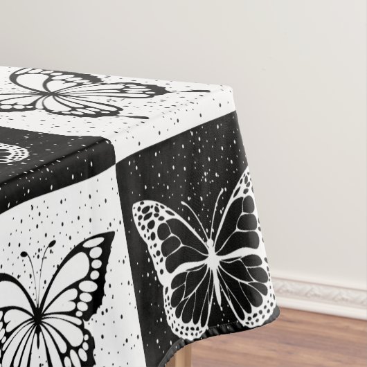 Nappe Papillon blanc noir À damiers bloc (In Situ)
