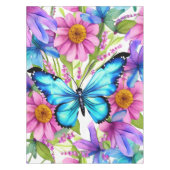 Nappe Papillon bleu dans un champ de fleurs (Devant)