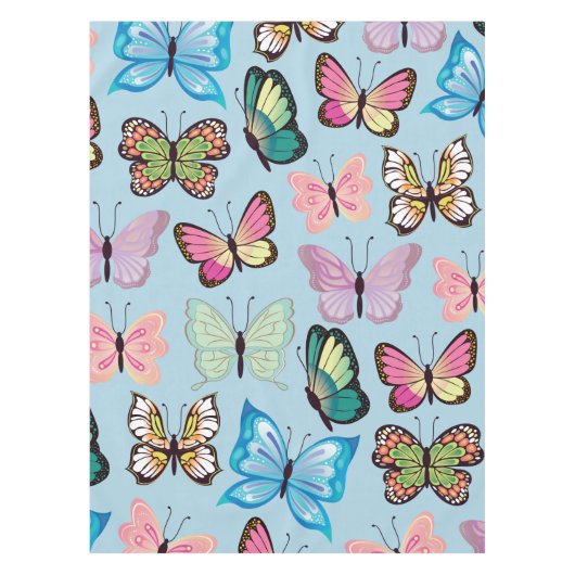 Nappe Papillon coloré Motif Pastel Bleu clair (Devant)