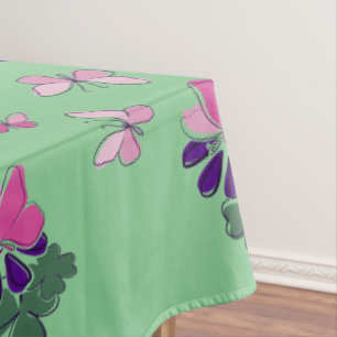 Nappe Papillon rose violet Doodé vert bordure
