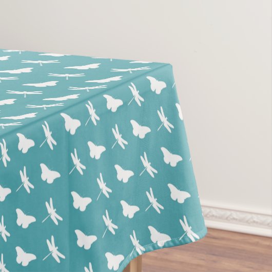 Nappe Papillon sarcelle et blanc et motif de libellule (In Situ)