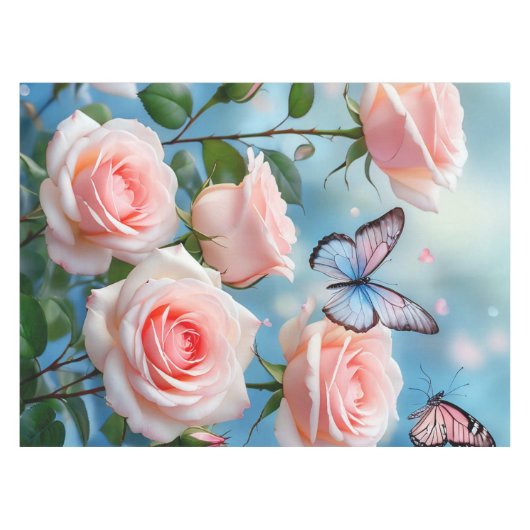 Nappe Papillon Sur Fleur Rose (Devant (Horizontal))
