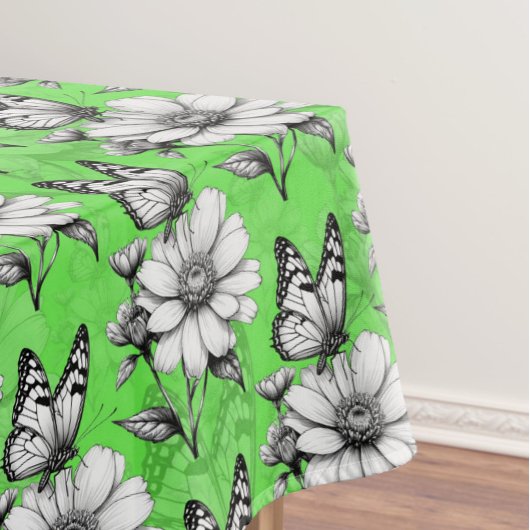 Nappe Papillon sur Motif de fleurs Design vert