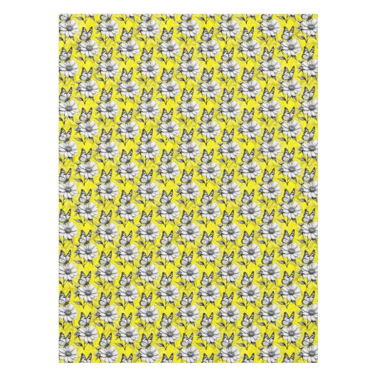 Nappe Papillon sur Motif Fleur Design Jaune (Devant)