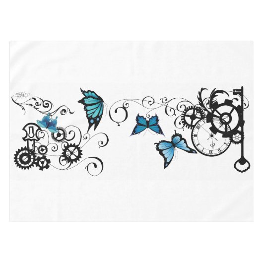 Nappe Papillons bleu Tribal Steampunk (Devant (Horizontal))