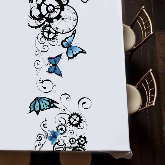 Nappe Papillons bleus tribaux Steampunk