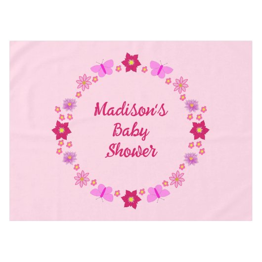 Nappe Papillons et Fleurs Rose Bébé Fille Shower de Bébé (Devant (Horizontal))
