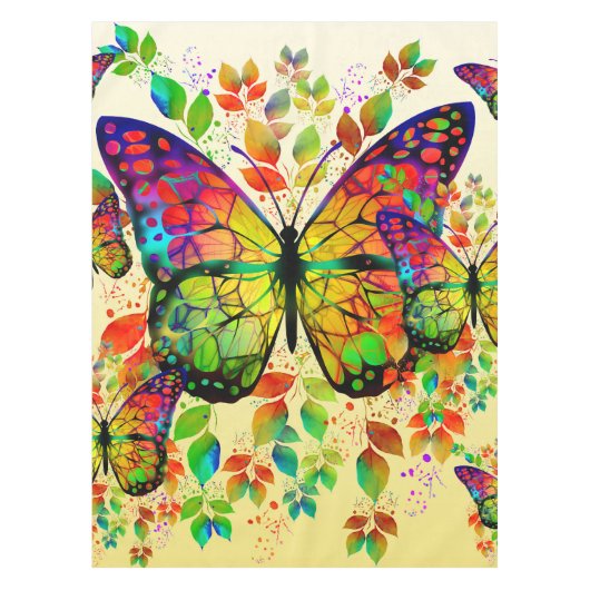 NAPPE PAPILLONS PRINTANIERS NATURE COLORÉE (Devant)