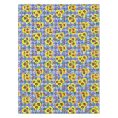 Nappe Papillons tournesols En vichy bleu (Devant)