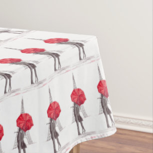 Nappe Paris aime couple parapluie rouge Mariage Annivers