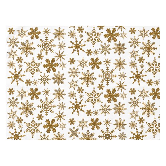 Nappe Parties scintillant d'or Snowflakes Motif de Noël (Devant (Horizontal))