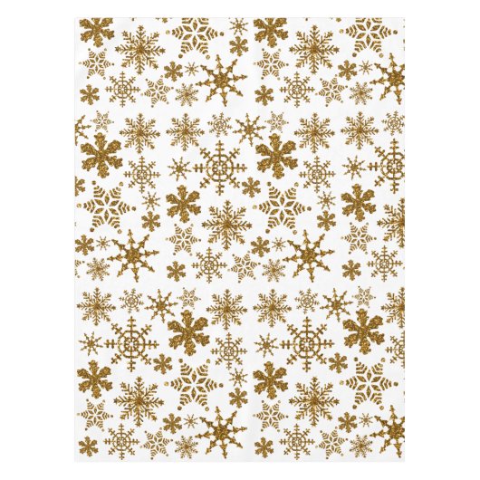 Nappe Parties scintillant d'or Snowflakes Motif de Noël (Devant)