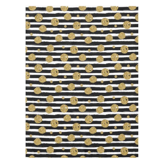 Nappe parties scintillant en or Faux points Bandes blanc (Devant)