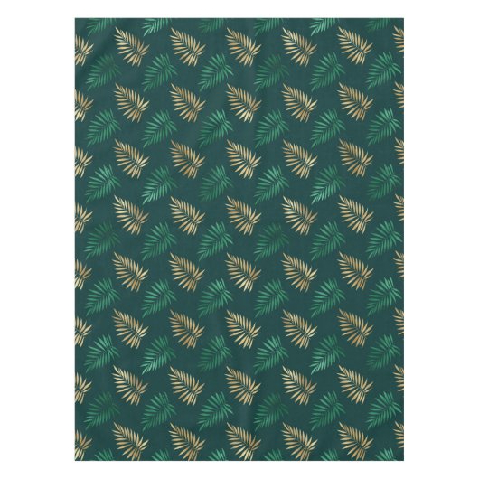 Nappe Parties scintillant verte et or sur Feuilles tropi (Devant)