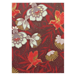 Nappe Parties scintillantes rouges de fleurs d'oiseau