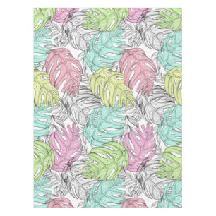 Nappe Pastel monstera feuille de palmier aquarelle tropi