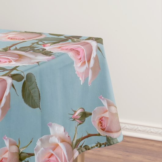 Nappe Pastel Pink Roses On A Soft Sky Blue Background  (In Situ)