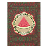 Nappe pastèque sur plaque d'olive avec tatreez palestini (Devant)