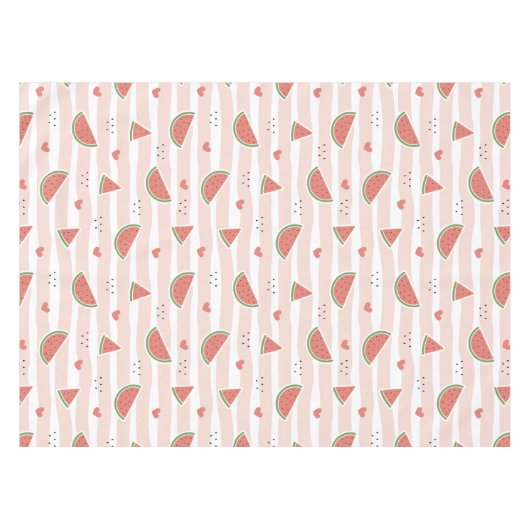 Nappe Pastèques rouges, Coeurs, Grandes Pâtes, Motif d'é (Devant (Horizontal))