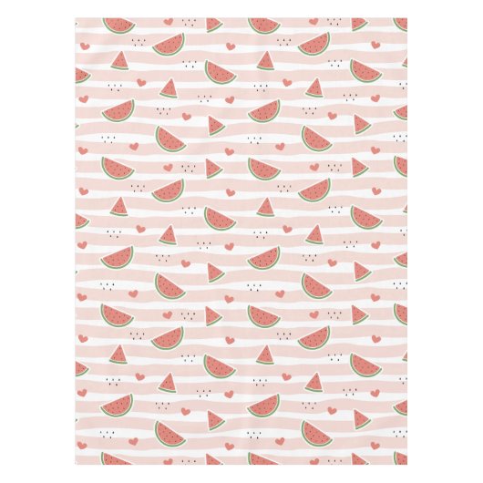 Nappe Pastèques rouges, Coeurs, Grandes Pâtes, Motif d'é (Devant)