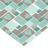 Nappe Patchwork marron turquoise de carrés (Angle)