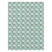Nappe Patchwork marron turquoise de carrés (Devant)