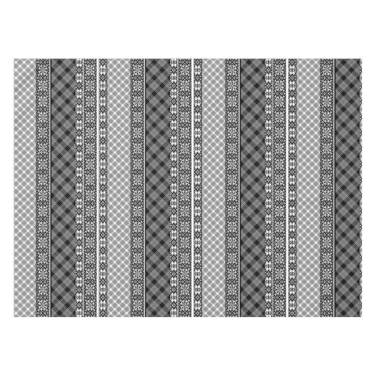 Nappe Patchwork rayé noir et blanc avec dentelle (Devant (Horizontal))