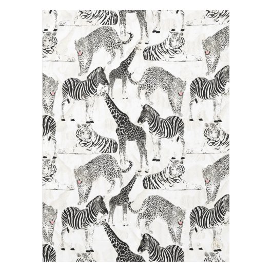Nappe Patters de Stylish Black et White Jungle Animals (Devant)