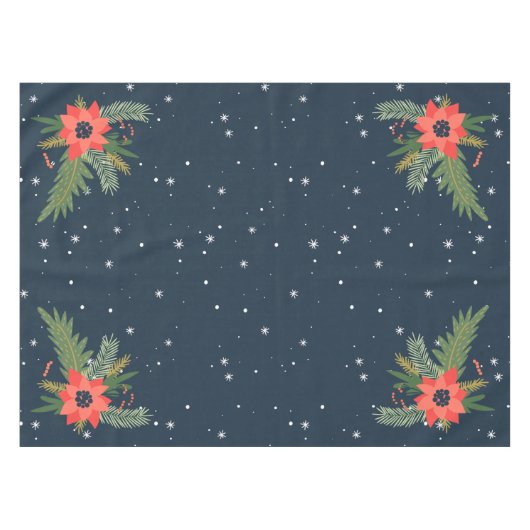 Nappe Pays Poinsettias rouges sur bleu (Devant (Horizontal))