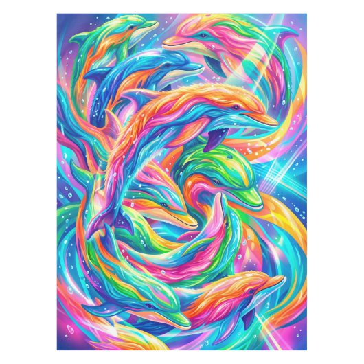 Nappe Paysage onirique de dauphins vibrant – Psychedeliq (Devant)