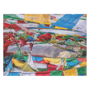 Nappe Paysage tibétain avec drapeaux de prière - Himalay