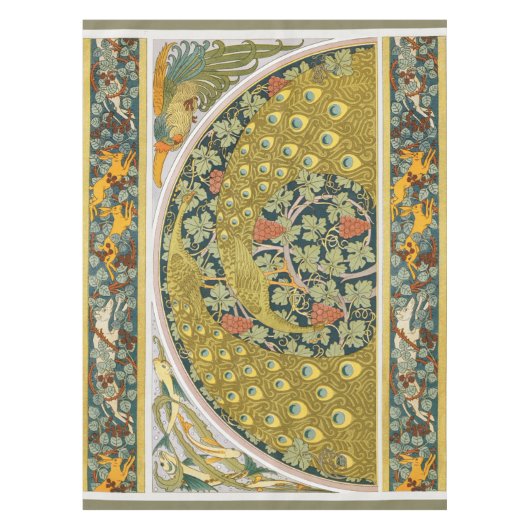 Nappe Peacock Art Nouveau Style rond design complexe (Devant)