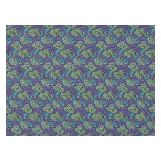 Nappe Peacock Paisley Pattern Blue (Devant (Horizontal))