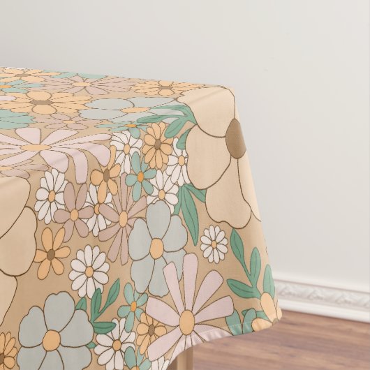 Nappe Pêcher Orange rose gris floral (In Situ)