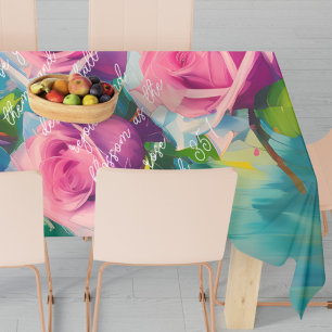 Nappe Peinture à l'huile de rose rose sur fond coloré au