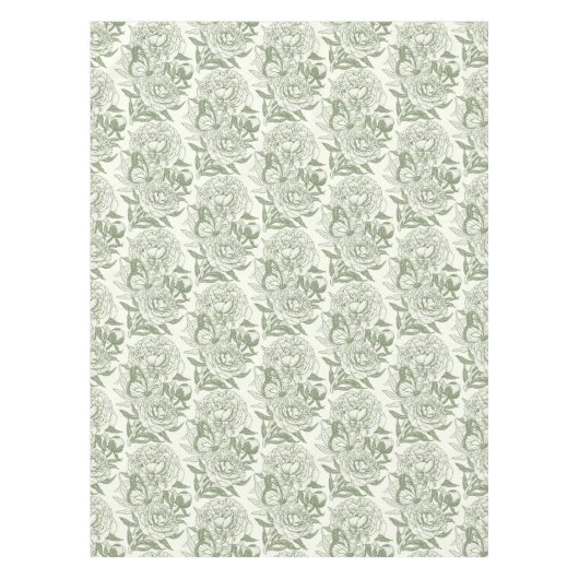 Nappe Peoné et papillons bloc impression, sauge vert et (Devant)