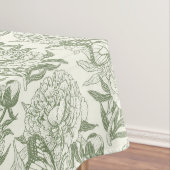 Nappe Peoné et papillons bloc impression, sauge vert et (In Situ)