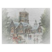 Nappe Père Noël ancienne avec enfants devant une église (Devant (Horizontal))