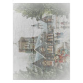 Nappe Père Noël ancienne avec enfants devant une église (Devant)