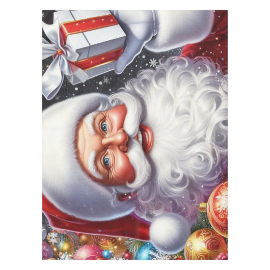 Nappe Père Noël classique avec présent & ornements (Devant)
