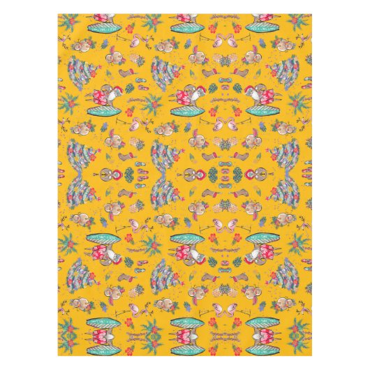 Nappe Père Noël hawaïenne tropicale jaune (Devant)